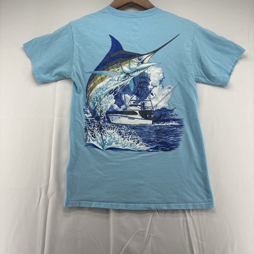 Guy Harvey Swordfish Deep Sea Fishing T-Shirt Marlin Tropical Print Size Small‎